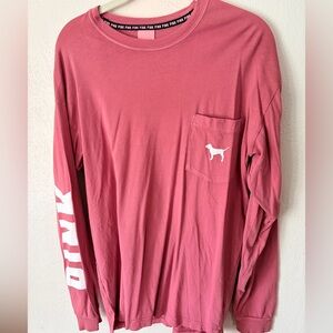 PINK Long Sleeve Shirt with Dog Logo